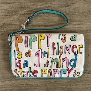 COACH Poppy Monogram Logo Multicolor Clutch Wallet Baguette Wristlet